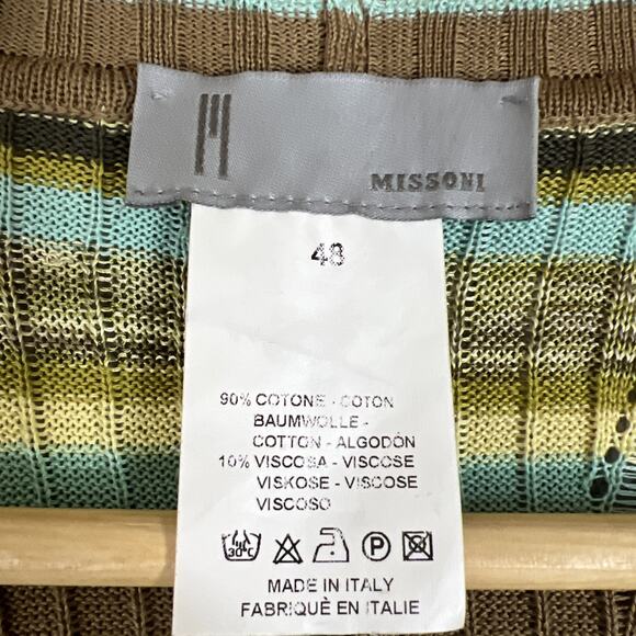 Missoni Cardigan Womens Size It 48 Lace Ribbed Form Fitting Stretch Cotton Retro - Picture 6 of 13